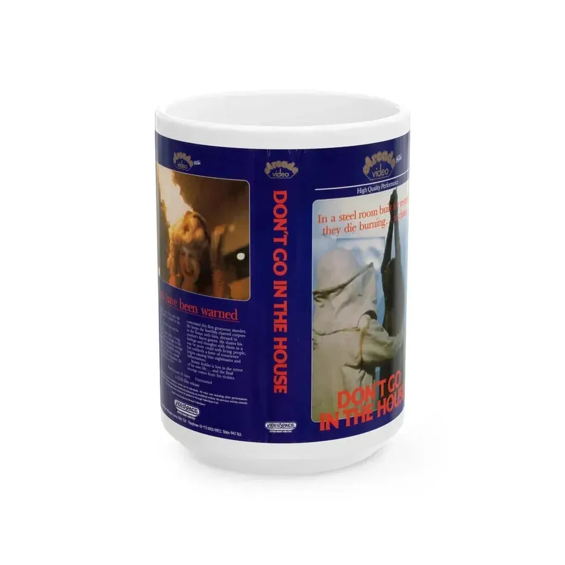 DONT GO IN THE HOUSE (VHS COVER) - White Coffee Mug 15oz - Go Mug Yourself