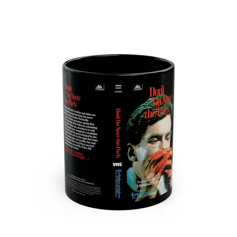 DONT GO NEAR THE PARK (VHS COVER) - Black Coffee Mug-11oz-Go Mug Yourself