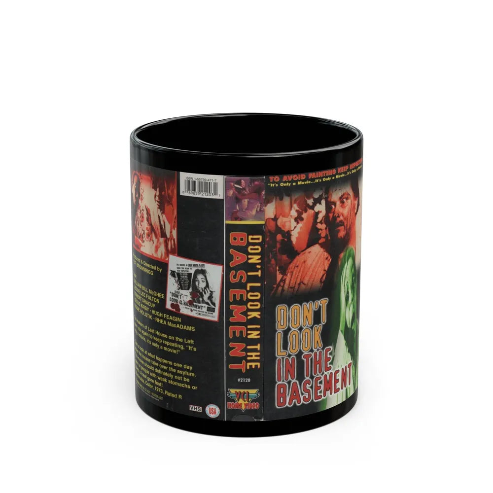 DONT LOOK IN THE BASEMENT (VHS COVER) - Black Coffee Mug-11oz-Go Mug Yourself