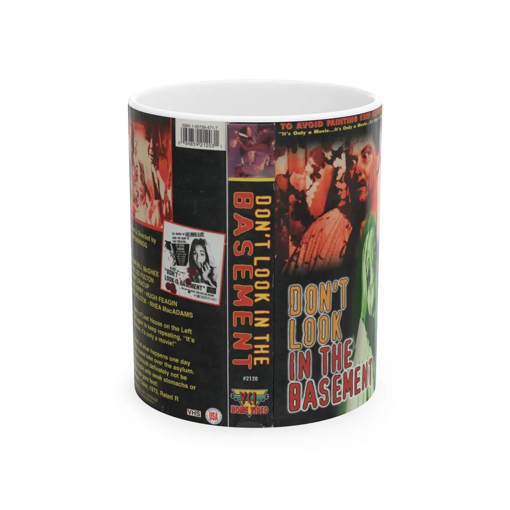 DONT LOOK IN THE BASEMENT (VHS COVER) - White Coffee Mug-11oz-Go Mug Yourself