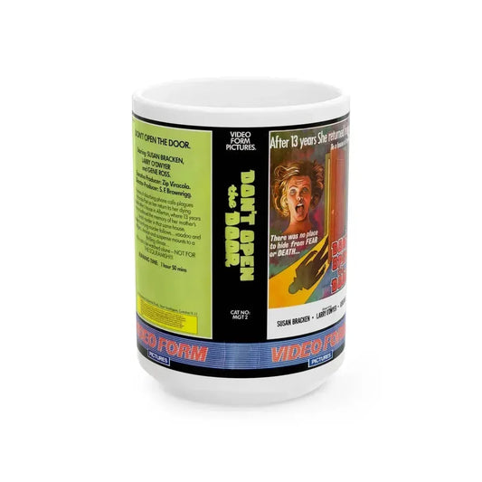 DONT OPEN THE DOOR (VHS COVER) - White Coffee Mug 15oz - Go Mug Yourself
