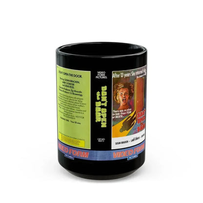 DONT OPEN THE DOOR VIDEO FORM PICTURES (VHS COVER) - Black Coffee Mug 15oz - Go Mug Yourself