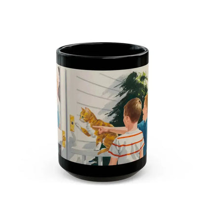 Doorbell, Dick and Jane illustration - Black Coffee Mug 15oz - Go Mug Yourself