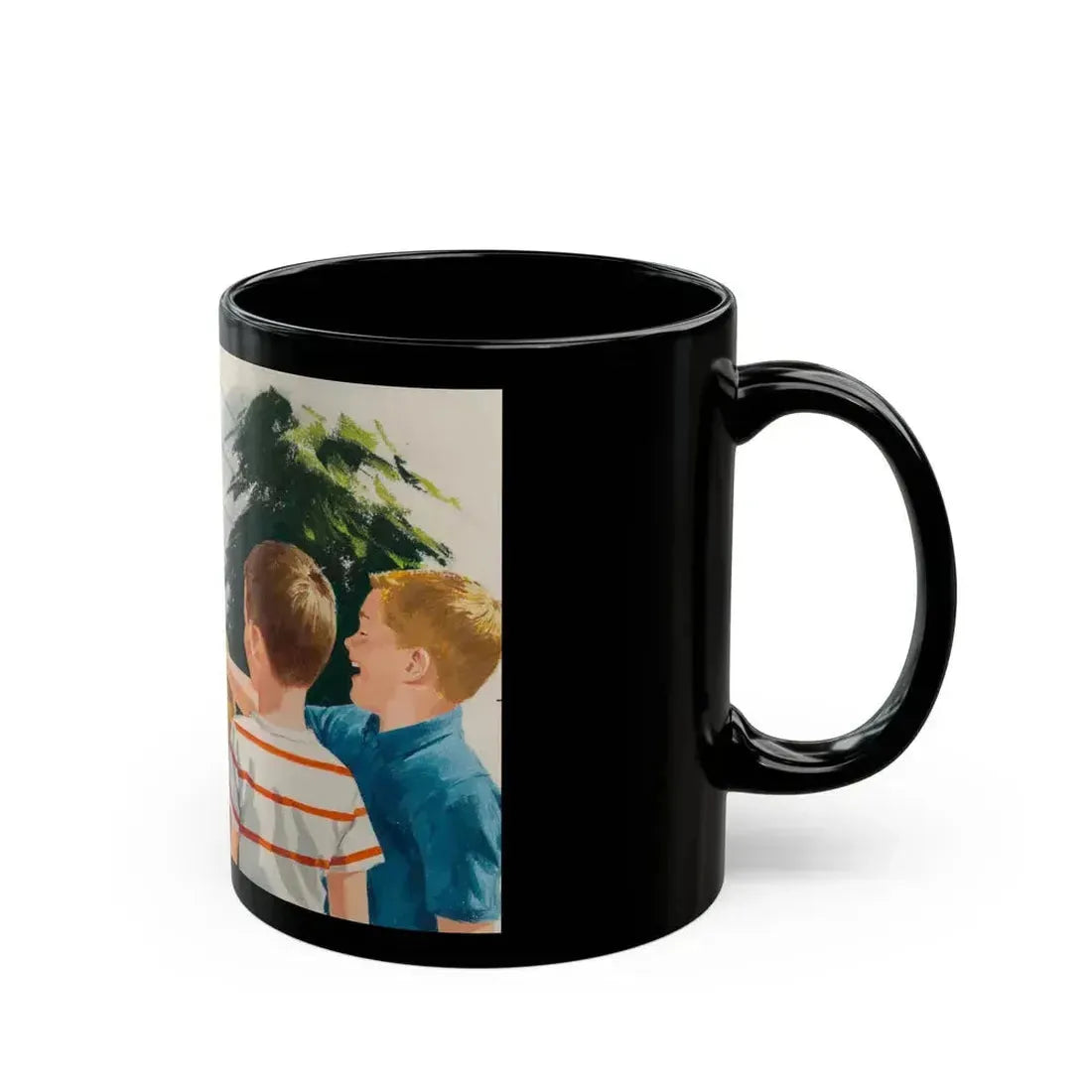 Doorbell, Dick and Jane illustration - Black Coffee Mug - Go Mug Yourself
