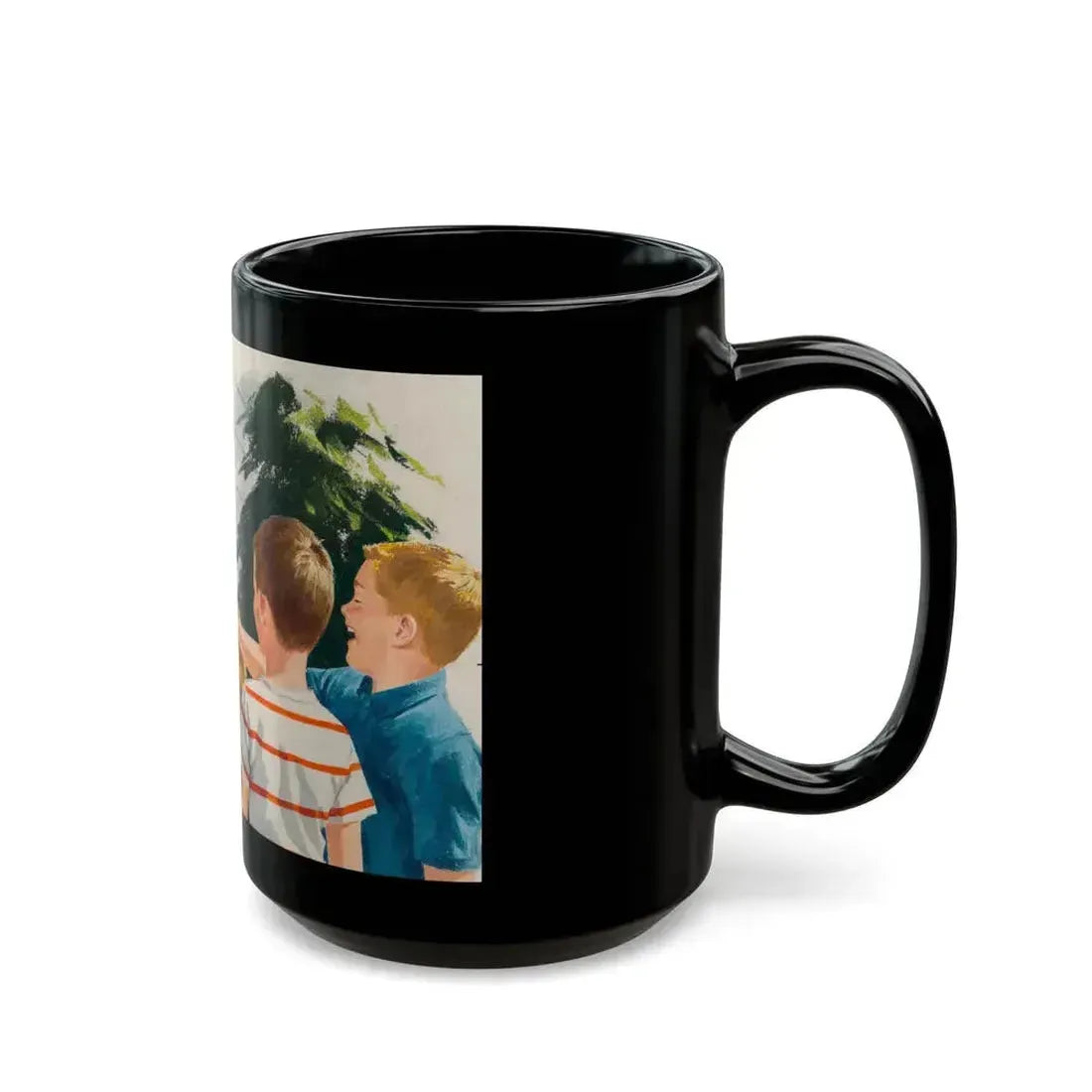 Doorbell, Dick and Jane illustration - Black Coffee Mug - Go Mug Yourself