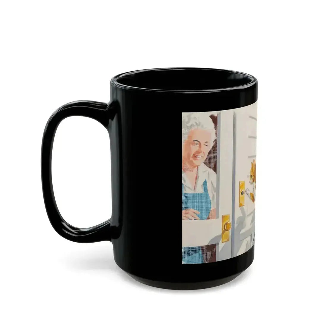 Doorbell, Dick and Jane illustration - Black Coffee Mug - Go Mug Yourself