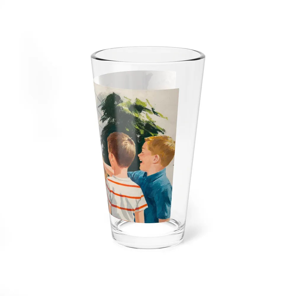 Doorbell, Dick and Jane illustration - Pint Glass 16oz-Go Mug Yourself