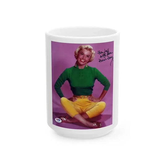 Doris Day #110 (Vintage Female Icon) White Coffee Mug 15oz - Go Mug Yourself
