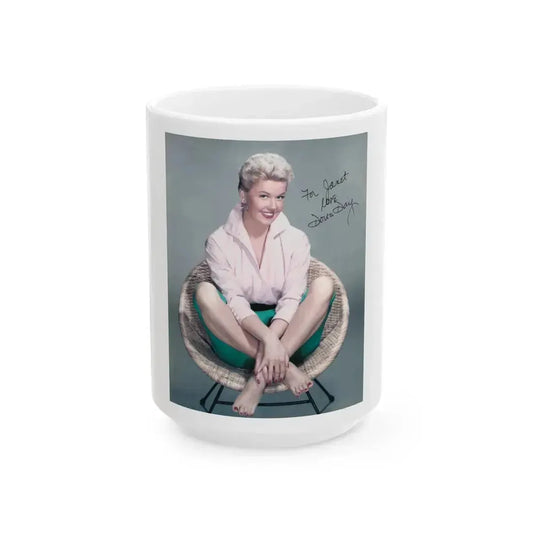 Doris Day #111 (Vintage Female Icon) White Coffee Mug 15oz - Go Mug Yourself