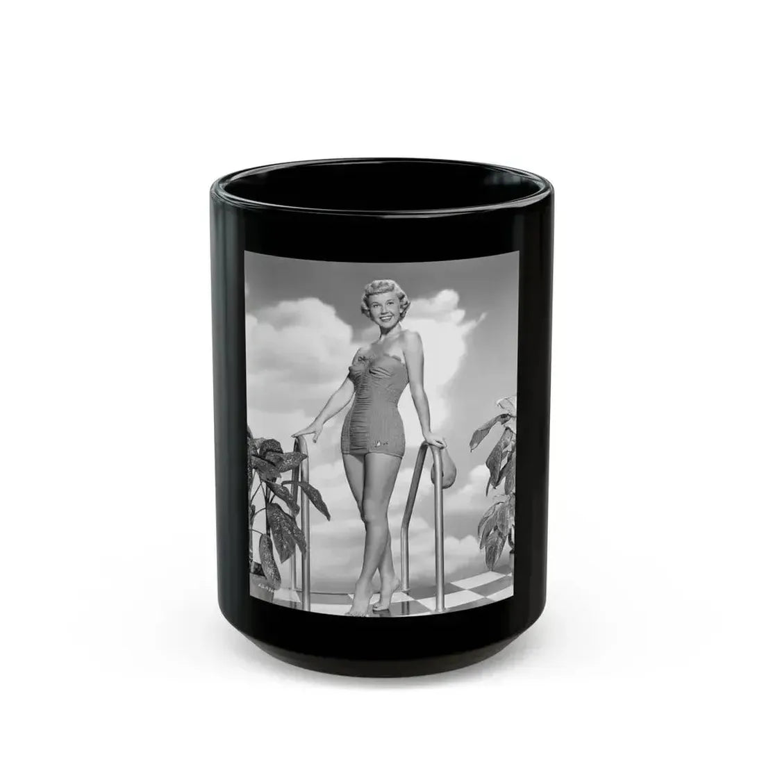 Doris Day #118 (Vintage Female Icon) Black Coffee Mug 15oz - Go Mug Yourself