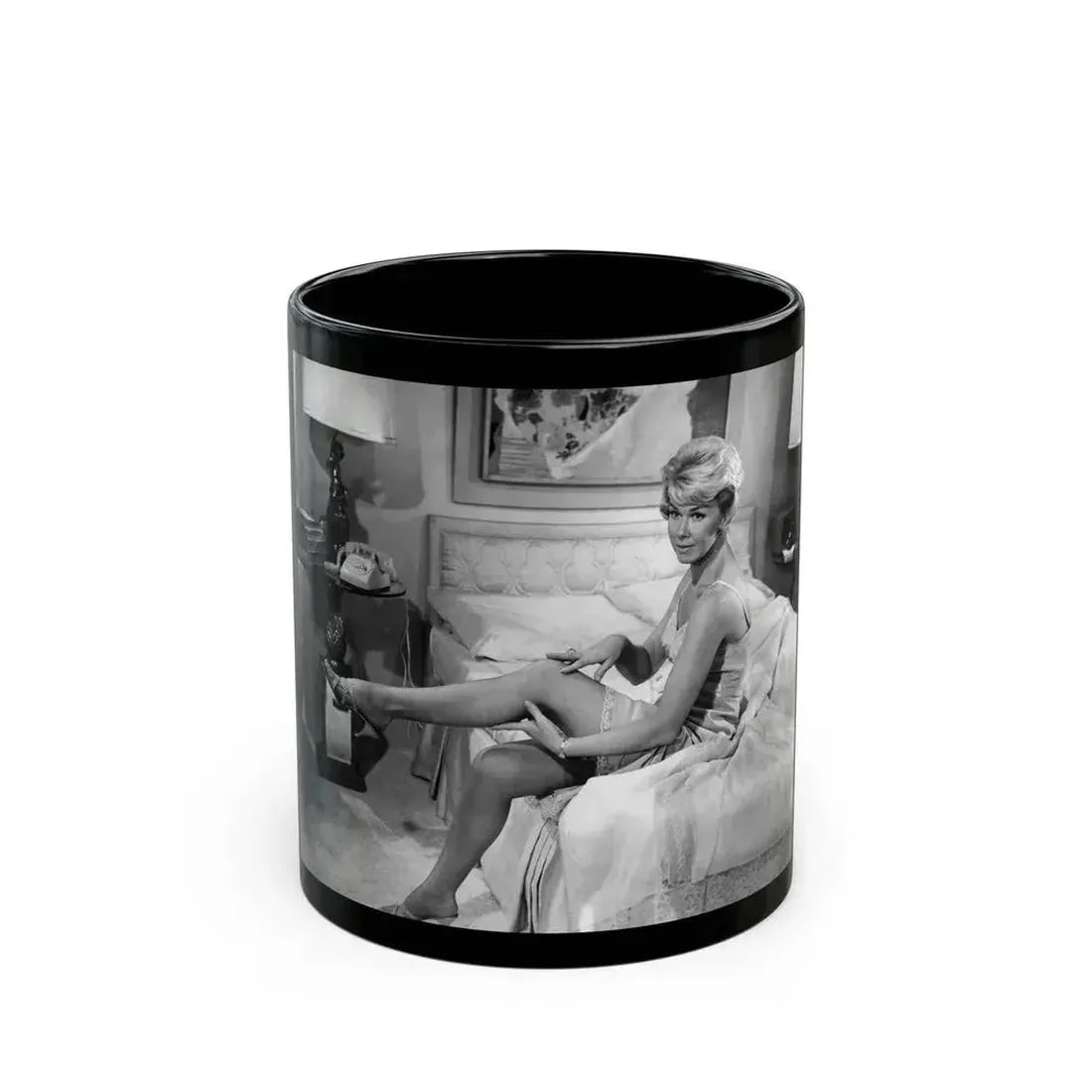 Doris Day #119 (Vintage Female Icon) Black Coffee Mug 11oz - Go Mug Yourself