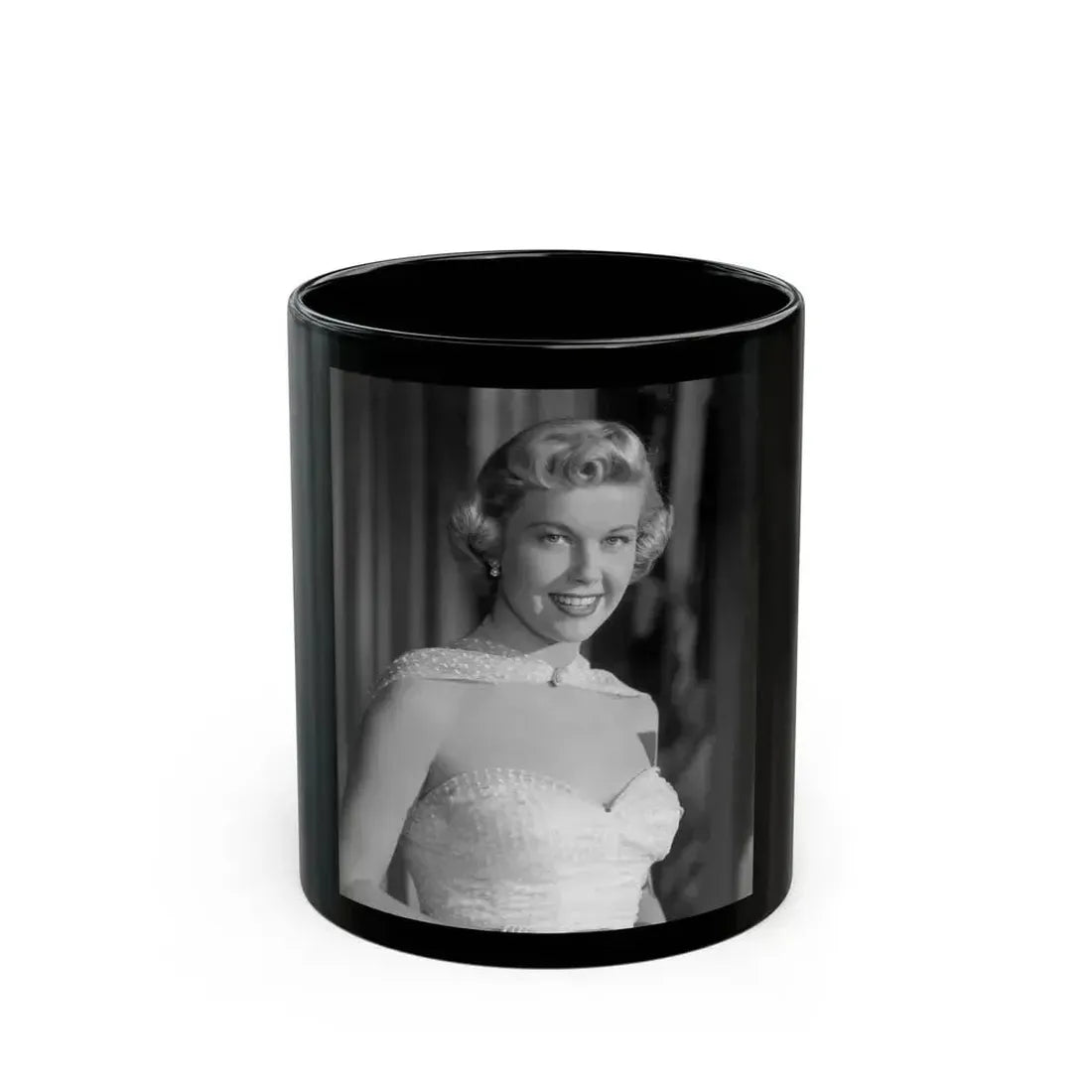 Doris Day #122 (Vintage Female Icon) Black Coffee Mug 11oz - Go Mug Yourself