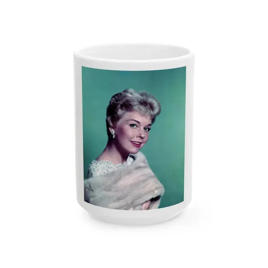 Doris Day #43 (Vintage Female Icon) White Coffee Mug 15oz - Go Mug Yourself