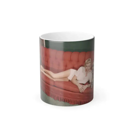 Doris Day #62 - Beautiful Feet & Red Painted Toes in White Thong Sandals (Vintage Female Icon) Color Changing Mug 11oz 11oz - Go Mug Yourself