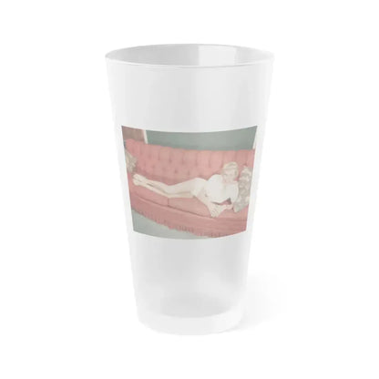 Doris Day #62 - Beautiful Feet & Red Painted Toes in White Thong Sandals (Vintage Female Icon) Frosted Pint Glass 16oz 16oz Frosted - Go Mug Yourself