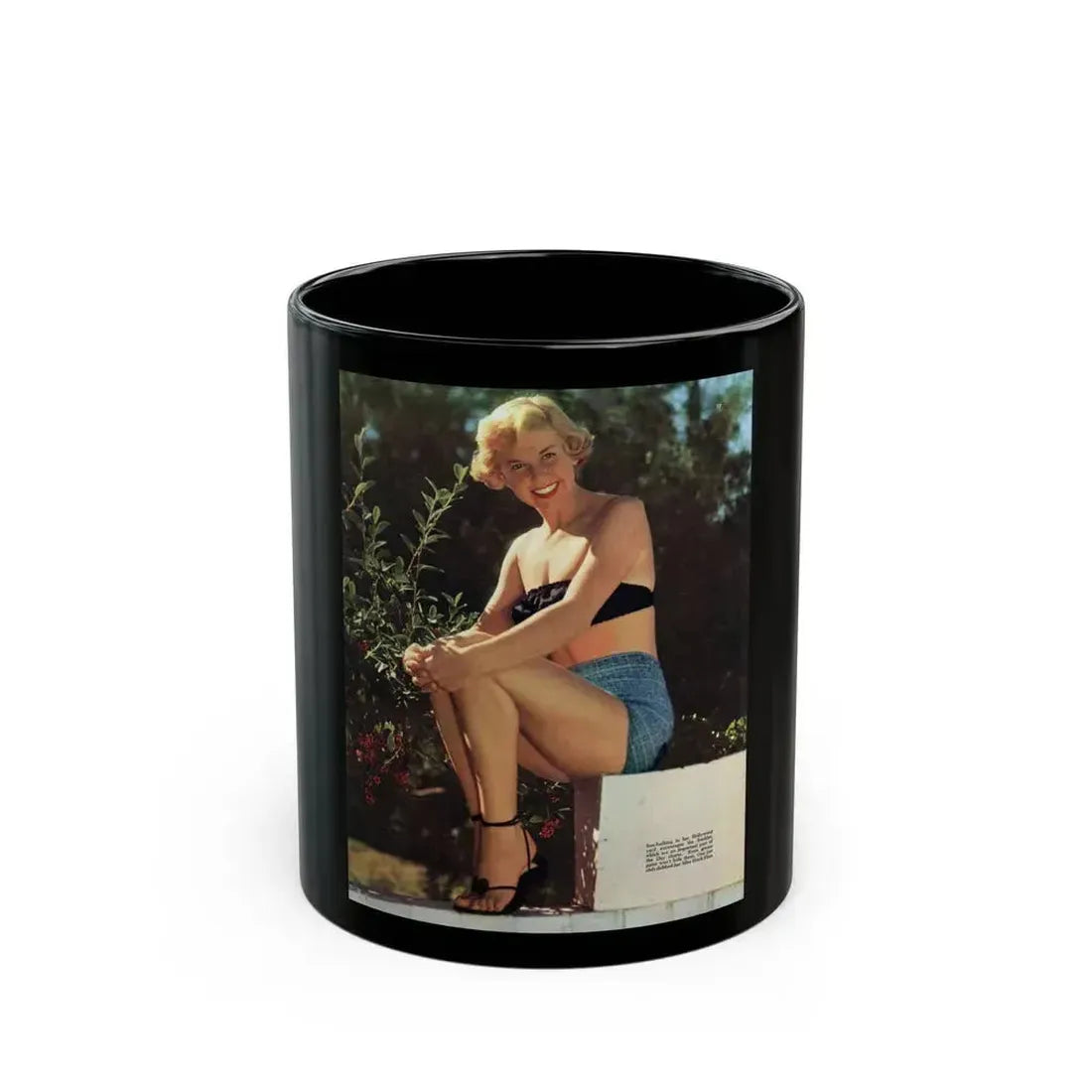 Doris Day #66 (Vintage Female Icon) Black Coffee Mug 11oz - Go Mug Yourself