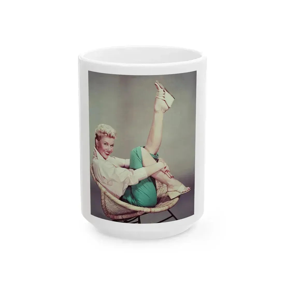 Doris Day #67 (Vintage Female Icon) White Coffee Mug 15oz - Go Mug Yourself