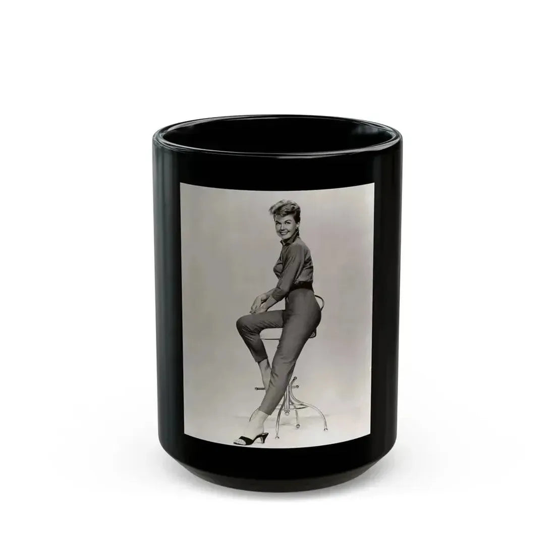 Doris Day #70 (Vintage Female Icon) Black Coffee Mug 15oz - Go Mug Yourself