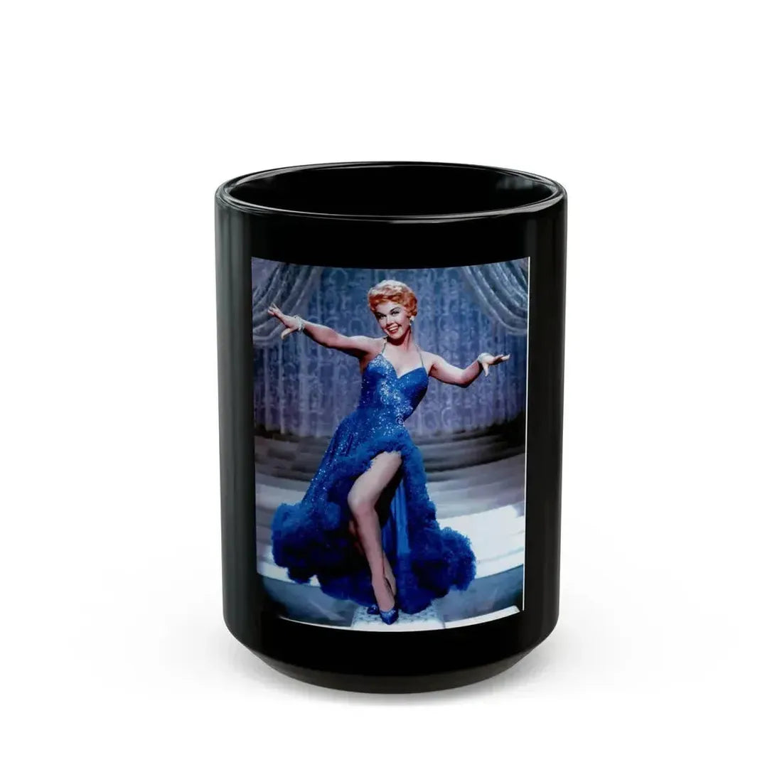 Doris Day #74 (Vintage Female Icon) Black Coffee Mug 15oz - Go Mug Yourself