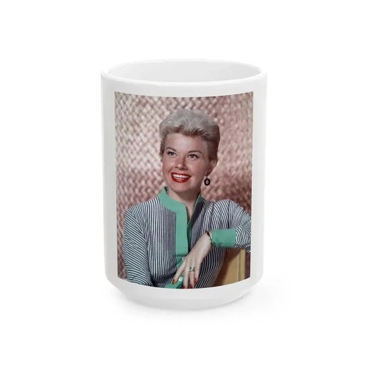 Doris Day #79 (Vintage Female Icon) White Coffee Mug 15oz - Go Mug Yourself