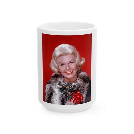 Doris Day #83 (Vintage Female Icon) White Coffee Mug 15oz - Go Mug Yourself