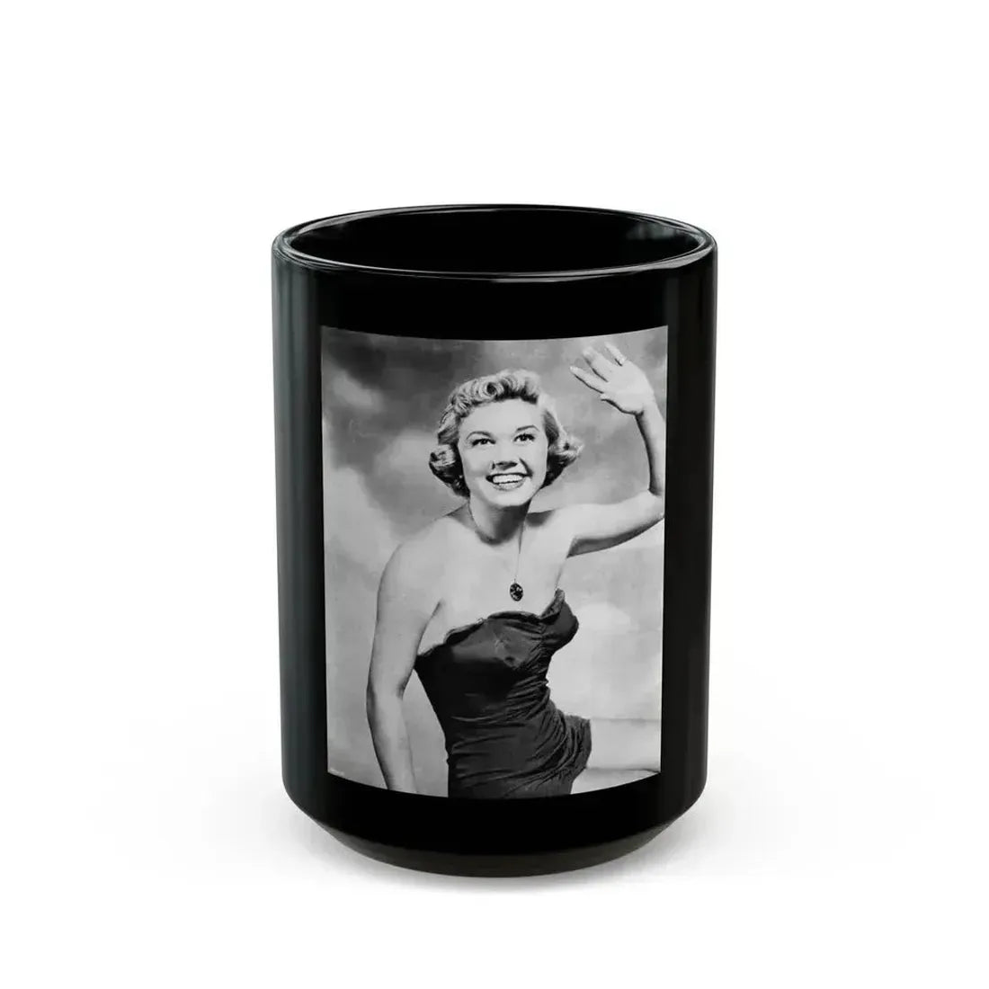 Doris Day #84 (Vintage Female Icon) Black Coffee Mug 15oz - Go Mug Yourself