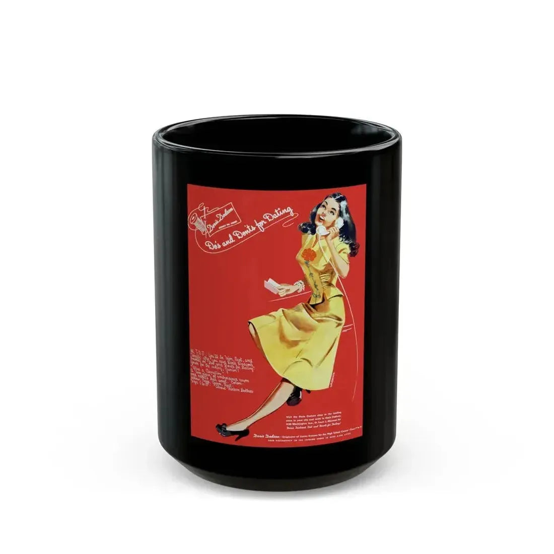 Doris Dodson ad, Calling All Girls, September 1944 - Black Coffee Mug 15oz - Go Mug Yourself