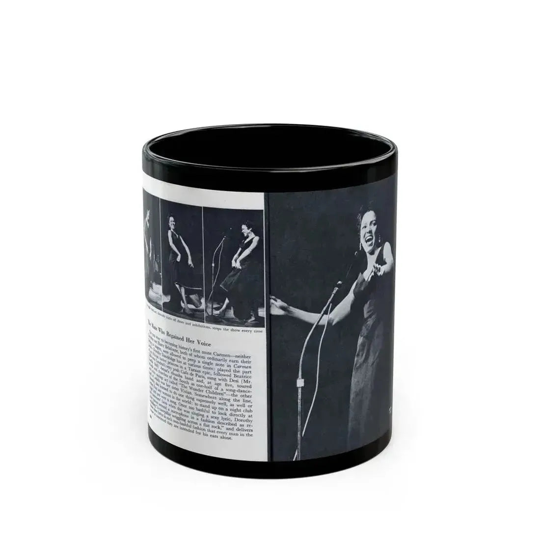 Dorothy Dandridge #100 - Pages 7 & 8 of 8 Featuring, Dorothy with, 2 B&W Photos & Article ending from Pageant Digest Mag. June '55 (Vintage Female Icon) Black Coffee Mug 11oz - Go Mug Yourself