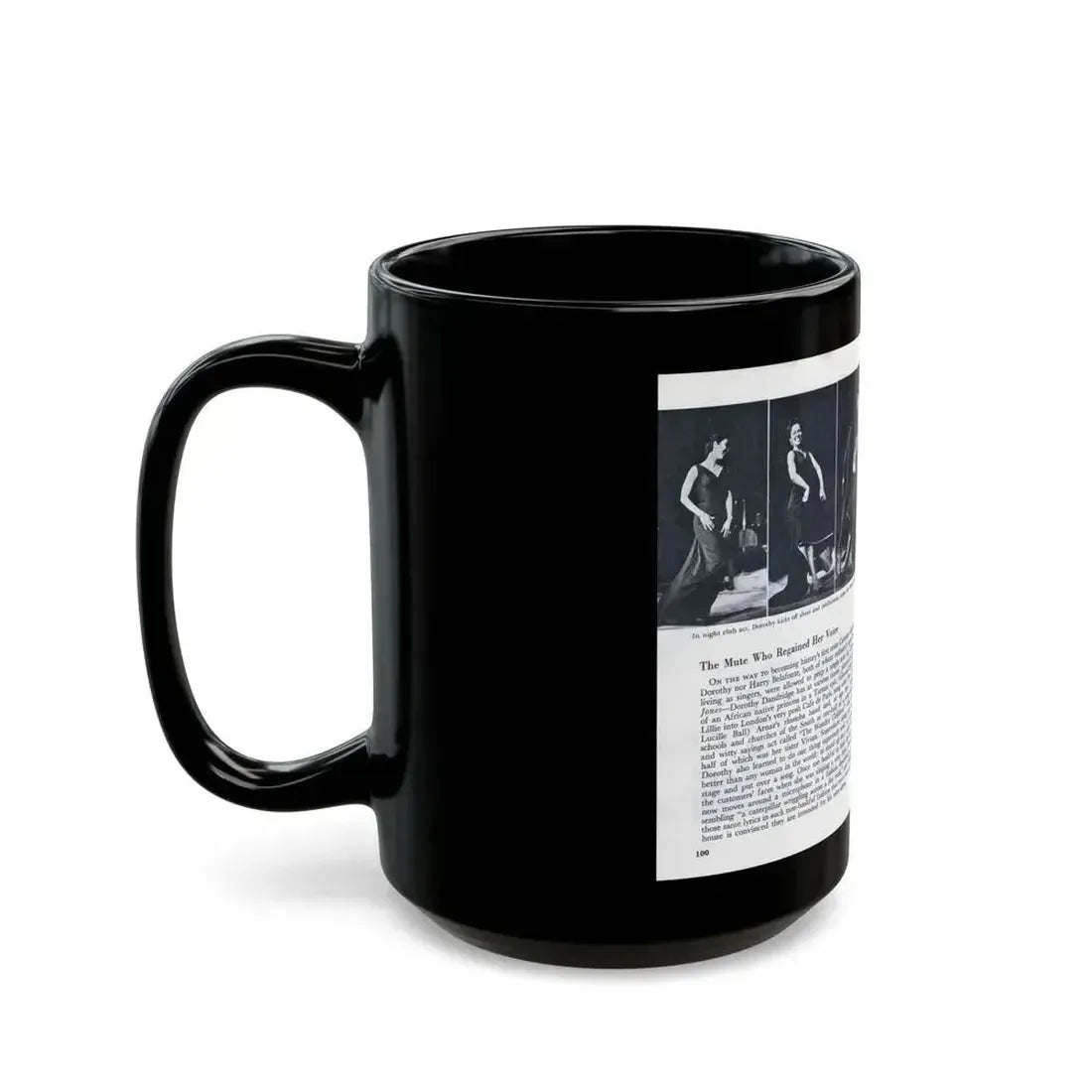 Dorothy Dandridge #100 - Pages 7 & 8 of 8 Featuring, Dorothy with, 2 B&W Photos & Article ending from Pageant Digest Mag. June '55 (Vintage Female Icon) Black Coffee Mug - Go Mug Yourself