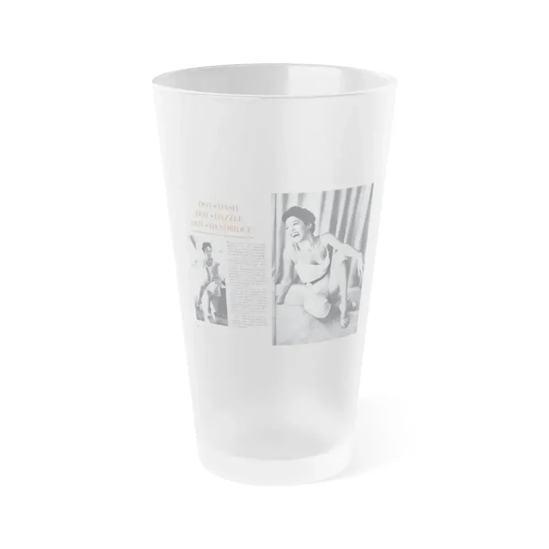 Dorothy Dandridge #97 - Pages 1 & 2 of 8 Featuring, Dorothy with, 2 B&W Photos & Article from Pageant Digest Mag. June '55 (Vintage Female Icon) Frosted Pint Glass 16oz 16oz Frosted - Go Mug Yourself