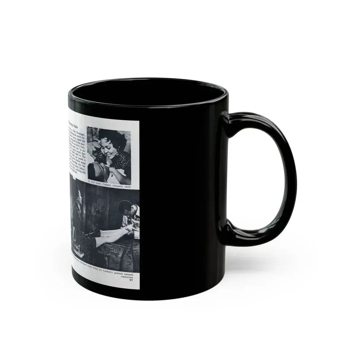 Dorothy Dandridge #98 - Pages 3 & 4 of 8 Featuring, Dorothy with, 3 B&W Photos & Article from Pageant Digest Mag. June '55 (Vintage Female Icon) Black Coffee Mug - Go Mug Yourself