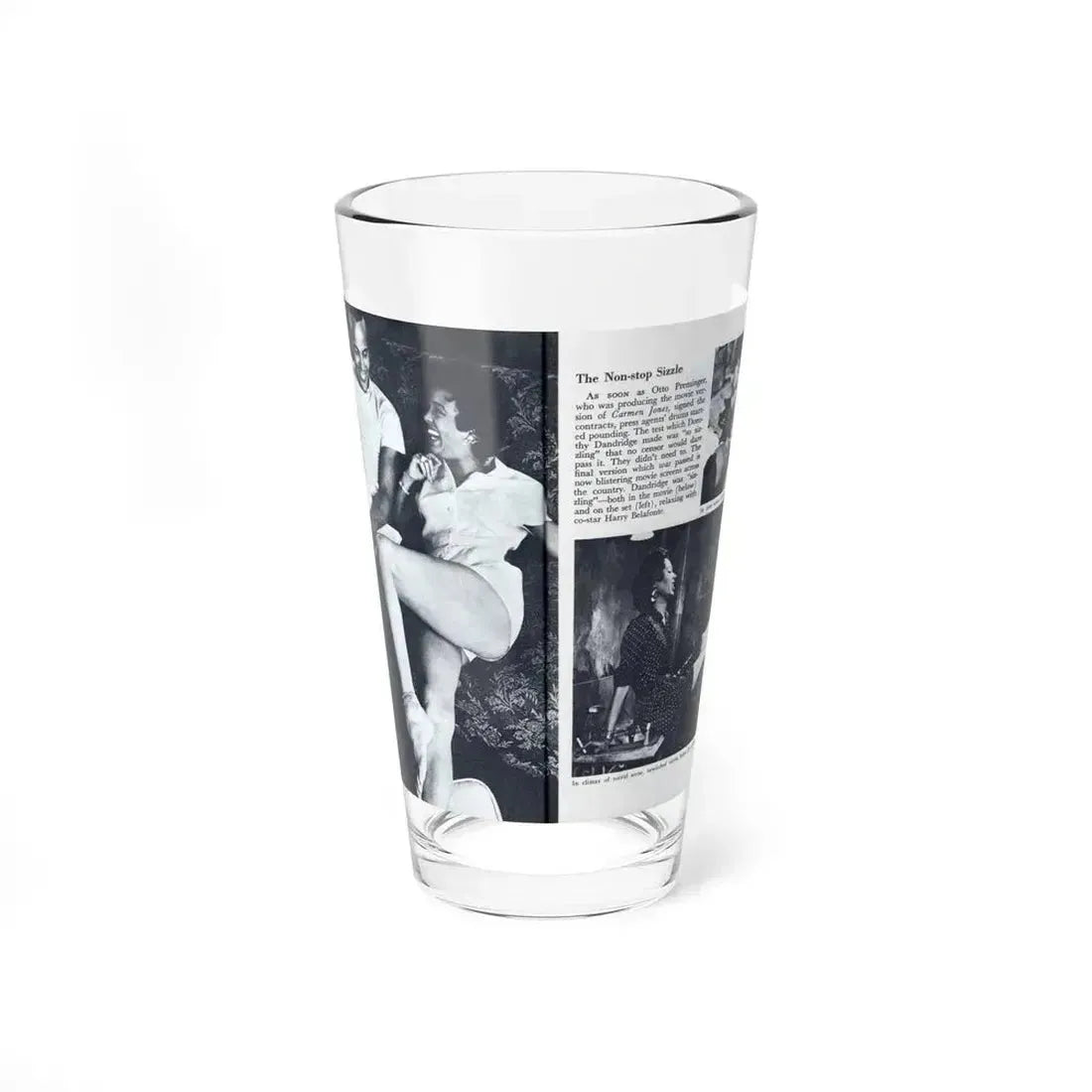 Dorothy Dandridge #98 - Pages 3 & 4 of 8 Featuring, Dorothy with, 3 B&W Photos & Article from Pageant Digest Mag. June '55 (Vintage Female Icon) Pint Glass 16oz 16oz - Go Mug Yourself