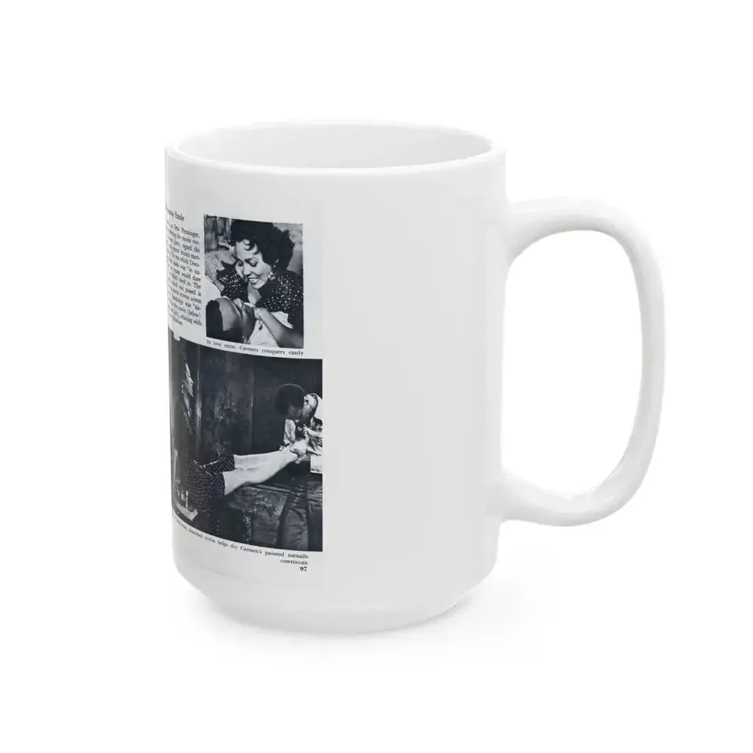 Dorothy Dandridge #98 - Pages 3 & 4 of 8 Featuring, Dorothy with, 3 B&W Photos & Article from Pageant Digest Mag. June '55 (Vintage Female Icon) White Coffee Mug - Go Mug Yourself