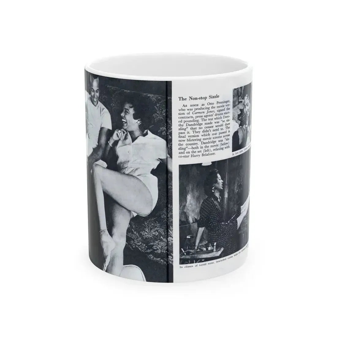 Dorothy Dandridge #98 - Pages 3 & 4 of 8 Featuring, Dorothy with, 3 B&W Photos & Article from Pageant Digest Mag. June '55 (Vintage Female Icon) White Coffee Mug - Go Mug Yourself