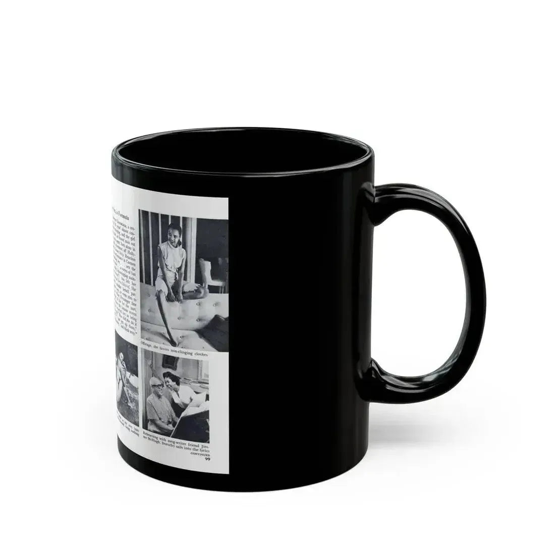 Dorothy Dandridge #99 - Pages 5 & 6 of 8 Featuring, Dorothy with, 4 B&W Photos & Article from Pageant Digest Mag. June '55 (Vintage Female Icon) Black Coffee Mug - Go Mug Yourself