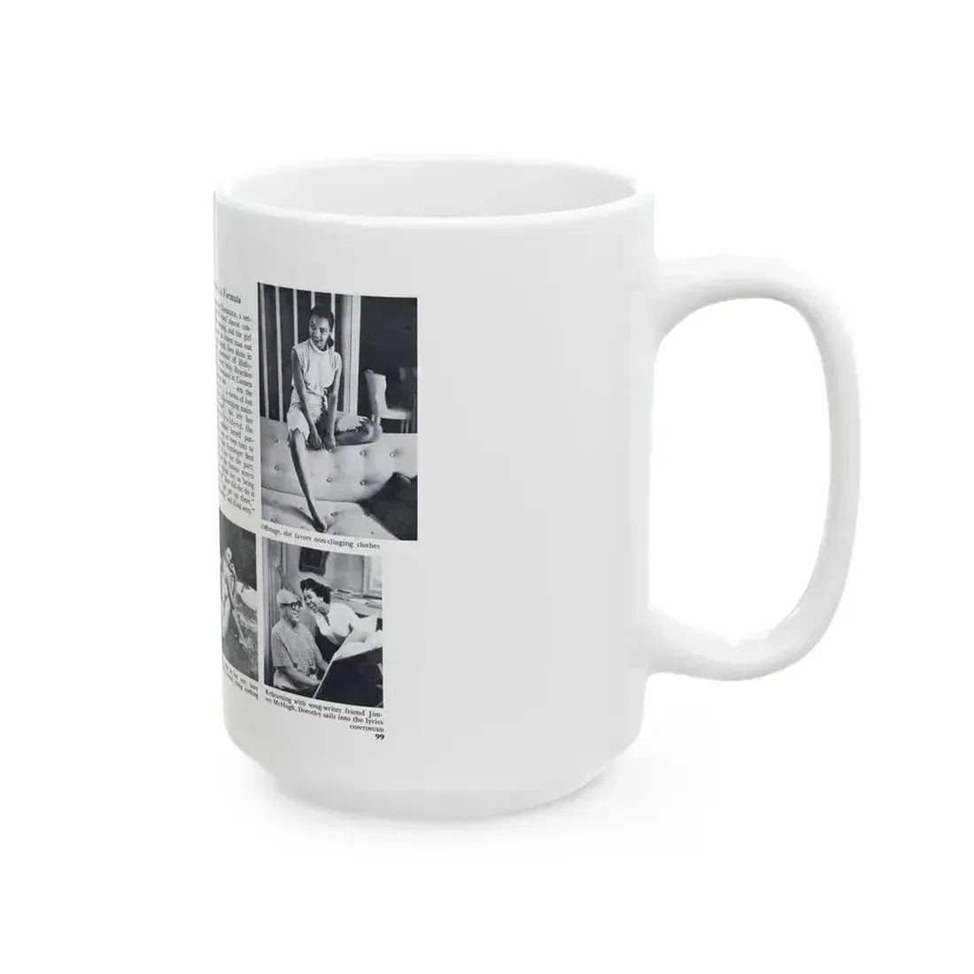Dorothy Dandridge #99 - Pages 5 & 6 of 8 Featuring, Dorothy with, 4 B&W Photos & Article from Pageant Digest Mag. June '55 (Vintage Female Icon) White Coffee Mug - Go Mug Yourself
