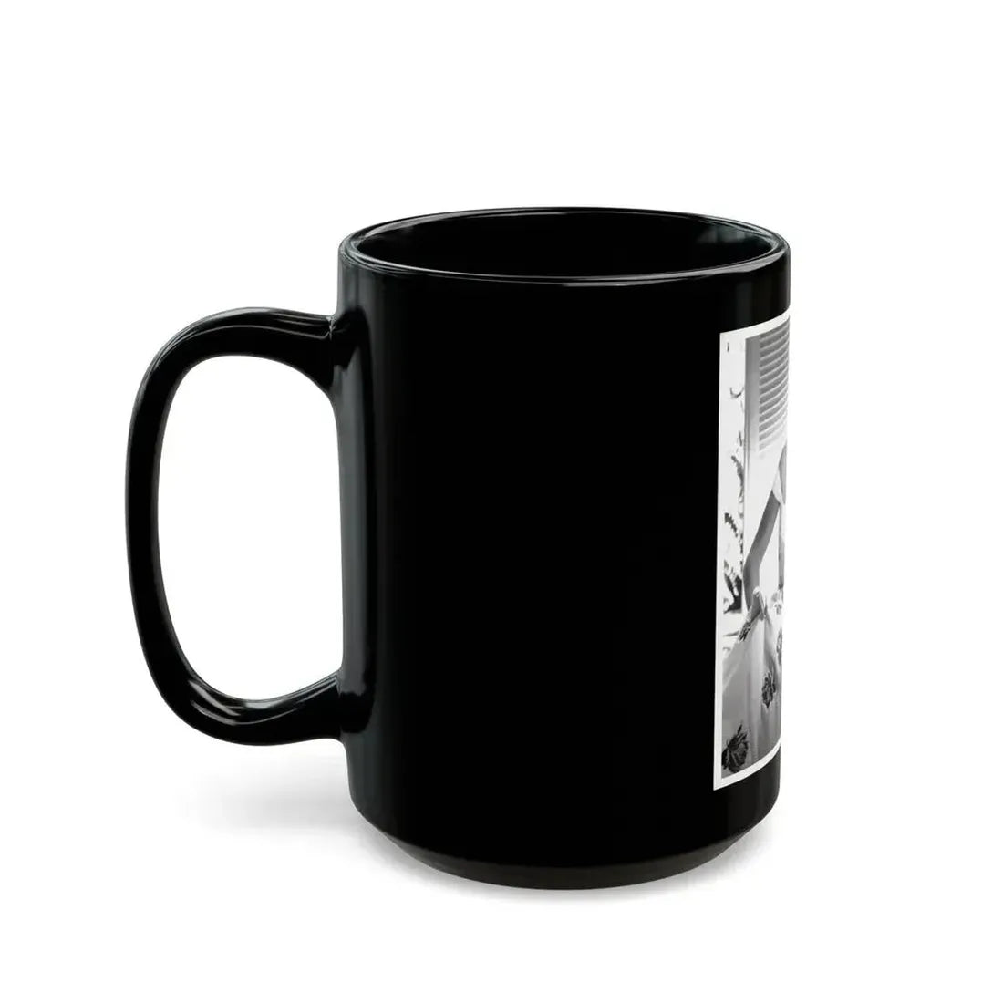 Dorothy Malone #244 - 8x10 Vintage B&W Knee to Head Glamour Dress Photo from late 50's (Vintage Female Icon) Black Coffee Mug - Go Mug Yourself