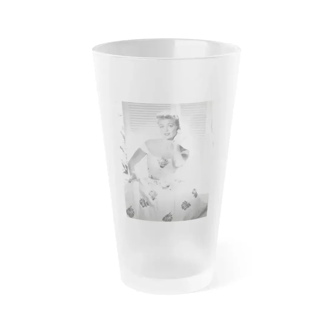 Dorothy Malone #244 - 8x10 Vintage B&W Knee to Head Glamour Dress Photo from late 50's (Vintage Female Icon) Frosted Pint Glass 16oz 16oz Frosted - Go Mug Yourself