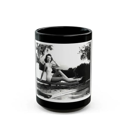 Dorothy Malone #245 - 8x10 B&W Full Body Early or Mid 50's 1-Piece Cheesecake Swimsuit Photo (Vintage Female Icon) Black Coffee Mug 15oz - Go Mug Yourself