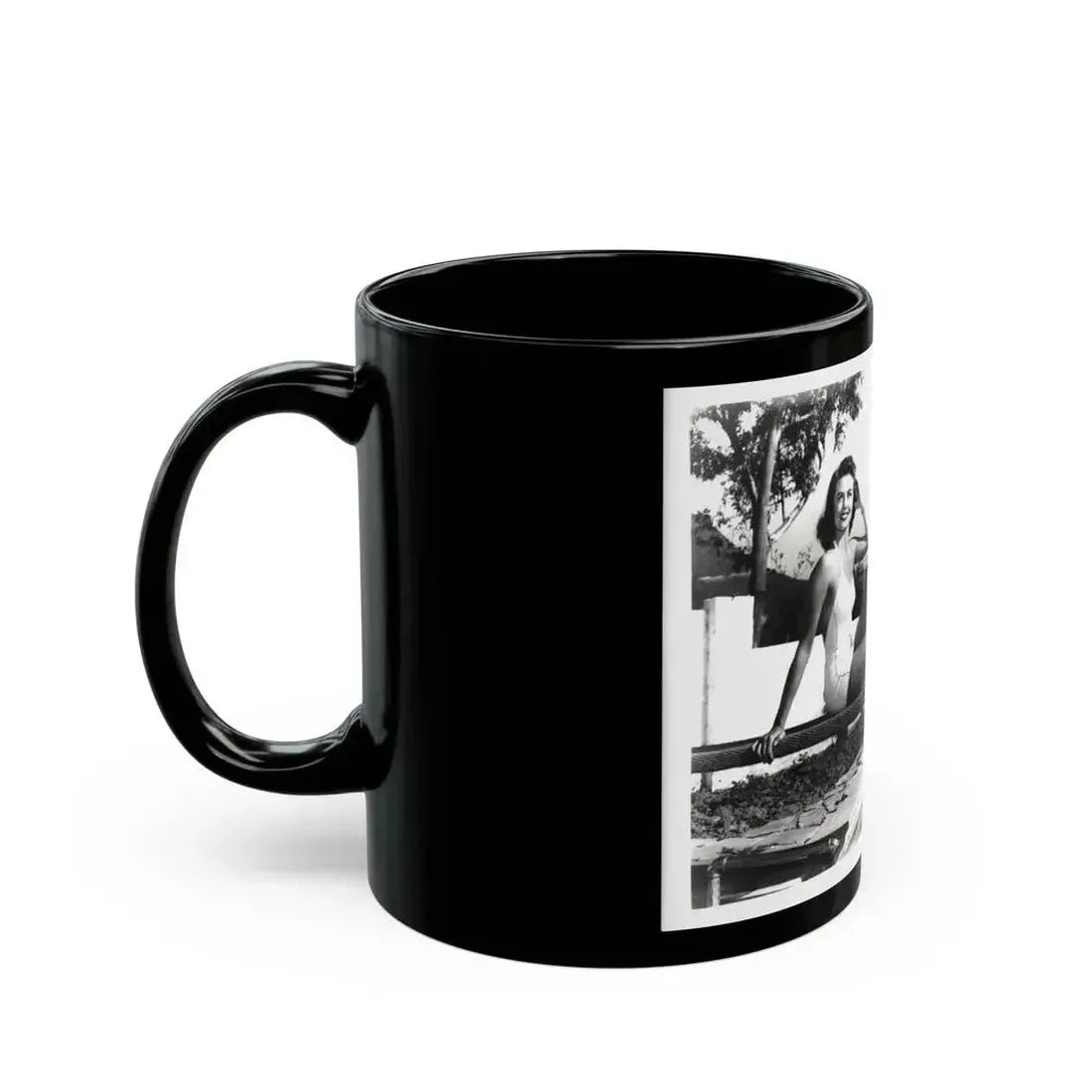 Dorothy Malone #245 - 8x10 B&W Full Body Early or Mid 50's 1-Piece Cheesecake Swimsuit Photo (Vintage Female Icon) Black Coffee Mug - Go Mug Yourself