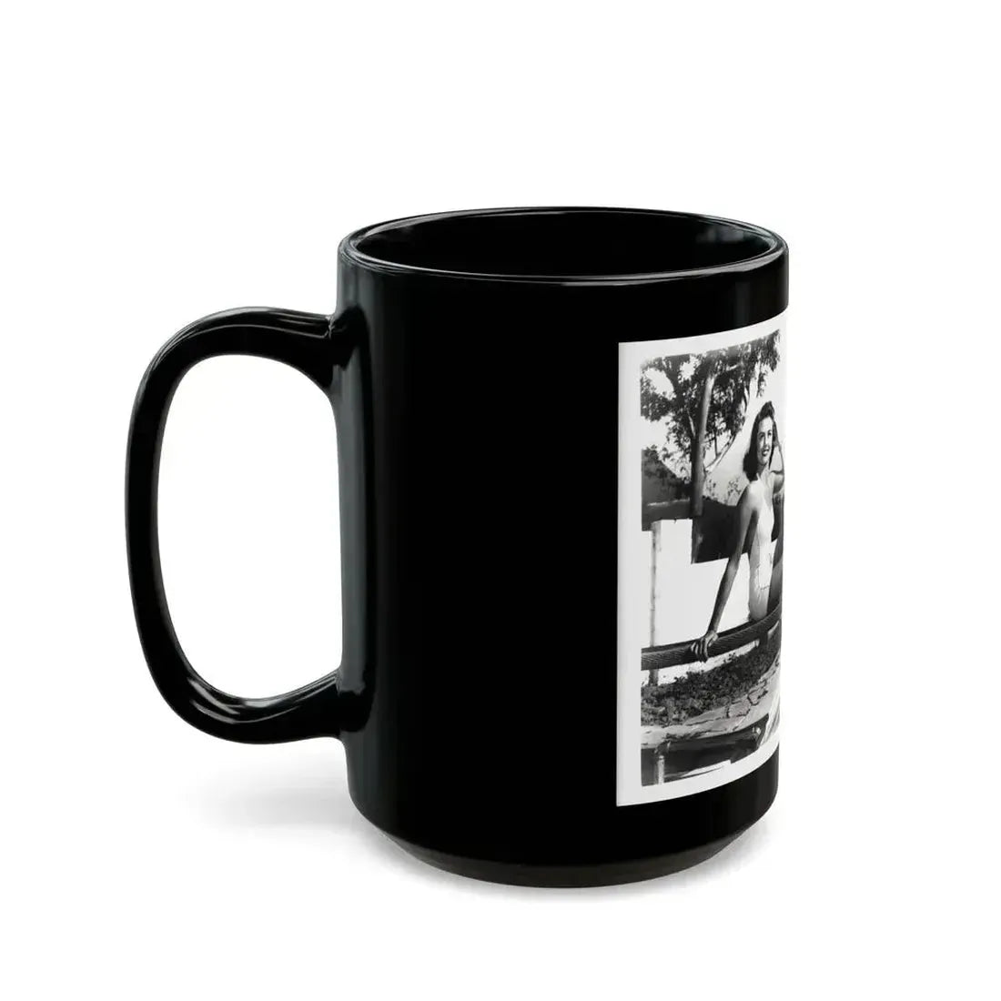 Dorothy Malone #245 - 8x10 B&W Full Body Early or Mid 50's 1-Piece Cheesecake Swimsuit Photo (Vintage Female Icon) Black Coffee Mug - Go Mug Yourself