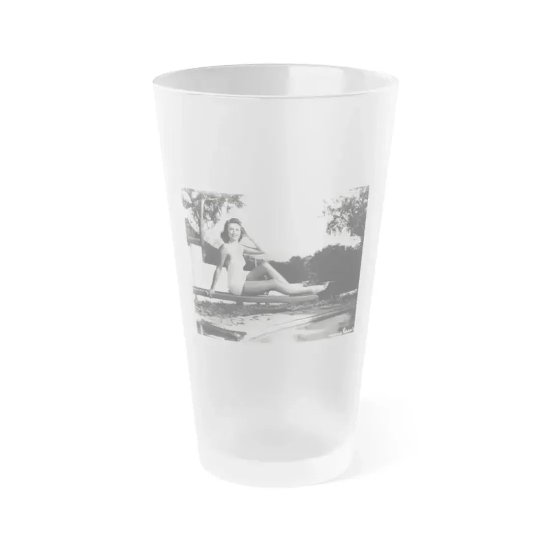 Dorothy Malone #245 - 8x10 B&W Full Body Early or Mid 50's 1-Piece Cheesecake Swimsuit Photo (Vintage Female Icon) Frosted Pint Glass 16oz 16oz Frosted - Go Mug Yourself