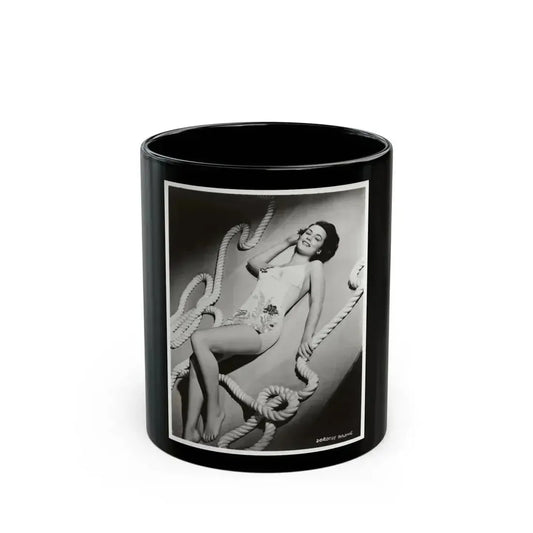 Dorothy Malone #246 - 8x10 Vintage B&W Full Body Early or Mid 50's 1-Piece Cheesecake Swimsuit Photo (Vintage Female Icon) Black Coffee Mug 11oz - Go Mug Yourself