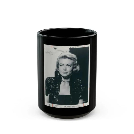Dorothy Malone #94 (Vintage Female Icon) Black Coffee Mug 15oz - Go Mug Yourself