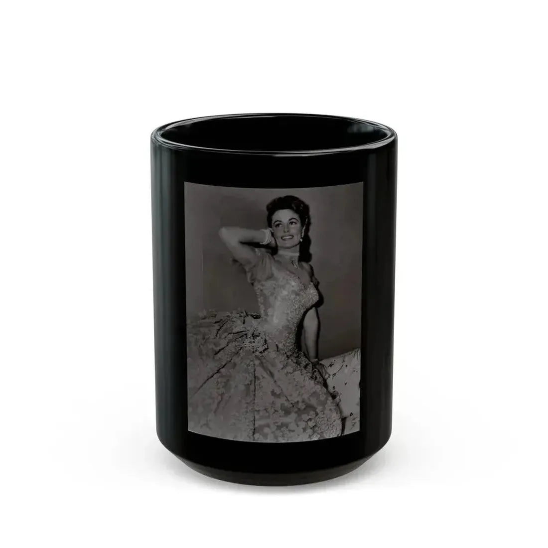 Dorothy Malone #99 (Vintage Female Icon) Black Coffee Mug 15oz - Go Mug Yourself