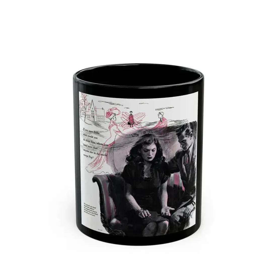 Double Engagement, Woman's Day, January 1947 - Black Coffee Mug 11oz - Go Mug Yourself
