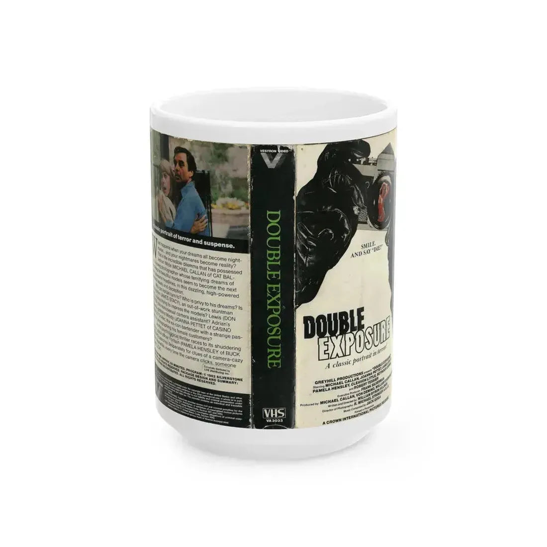DOUBLE EXPOSURE (VHS COVER) - White Coffee Mug 15oz - Go Mug Yourself