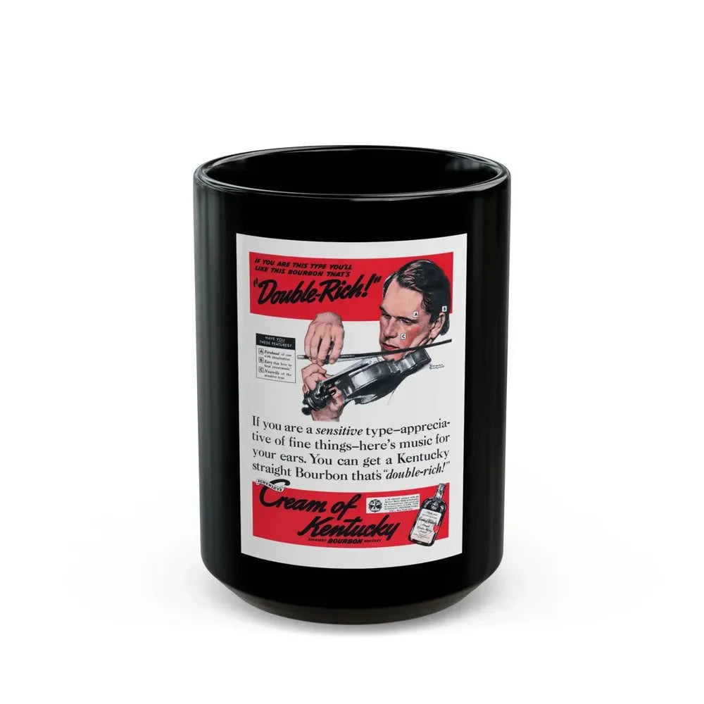 Double-Rich, Cream of Kentucky ad, Liberty, November 1938 - Black Coffee Mug 15oz - Go Mug Yourself