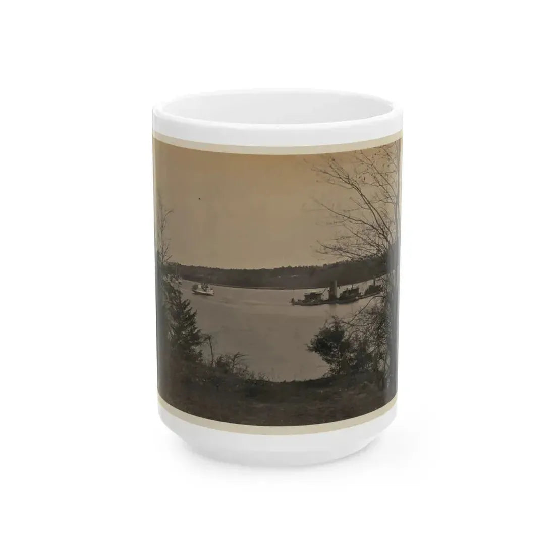 Double Turreted Ironclad Monitor  Onandaga,  James River (U.S. Civil War) White Coffee Mug 15oz - Go Mug Yourself