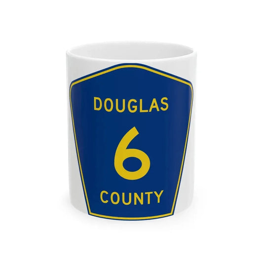 Douglas County 6 (Illinois) (Road Sign) White Coffee Mug 11oz - Go Mug Yourself